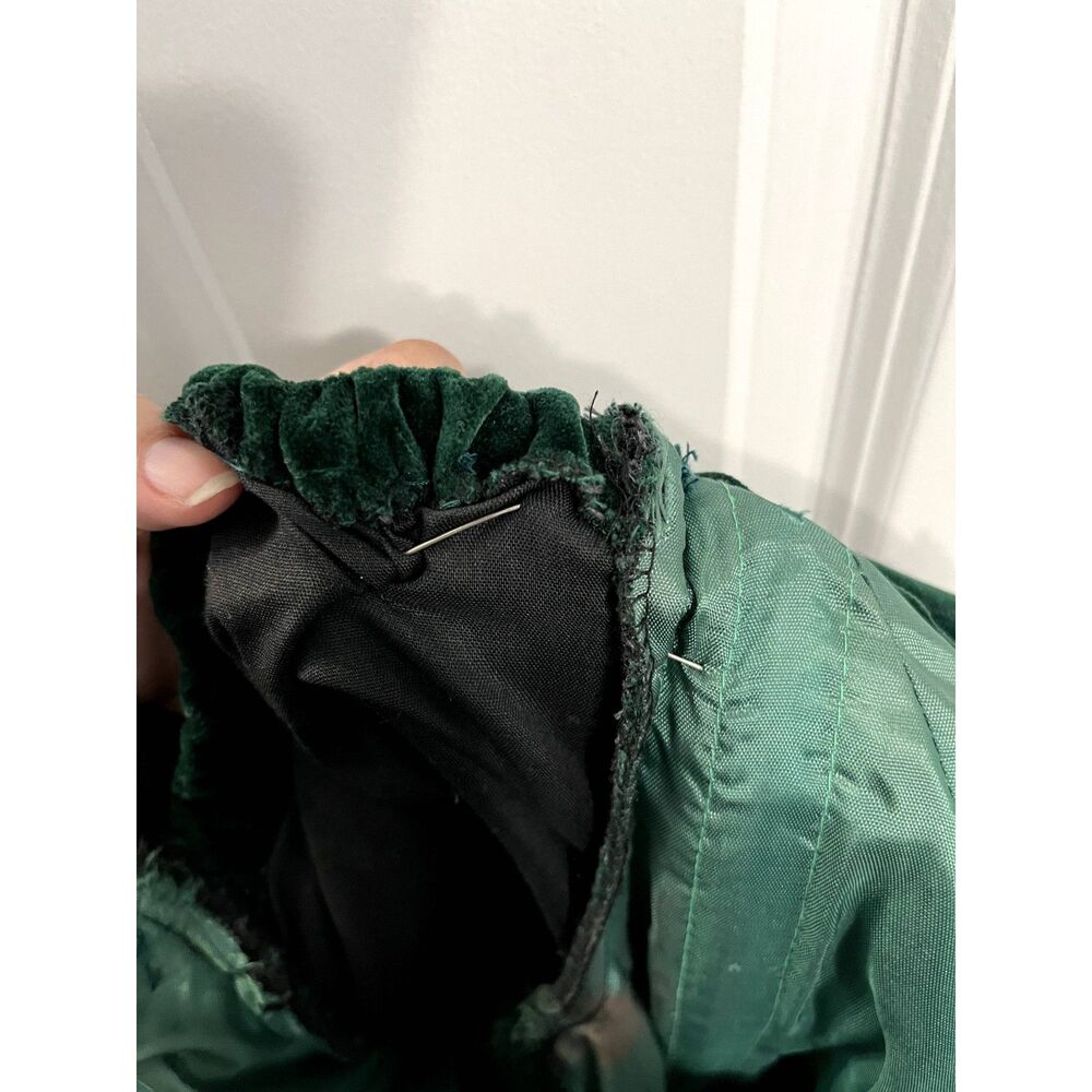 Vintage 1980s House of Bianci Green Velvet Off Shoulder A-Line Dress Size 12 - Picture 10 of 10